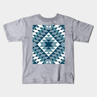 Blue Geometric Nordic Pattern Kids T-Shirt